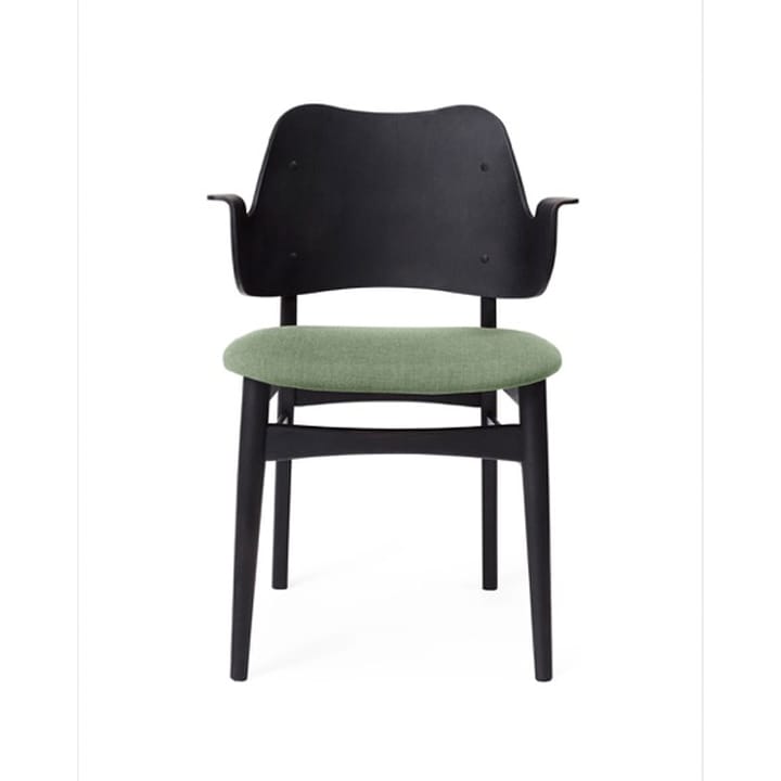 Gesture stol, trukket sete - tekstil canvas 926 sage green, sortlakkert bøkestativ, trukket sete - Warm Nordic