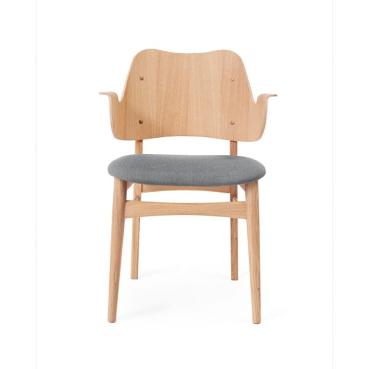 Gesture stol, trukket sete - tekstil grey melange, hvitoljet eikestativ, trukket sete - Warm Nordic