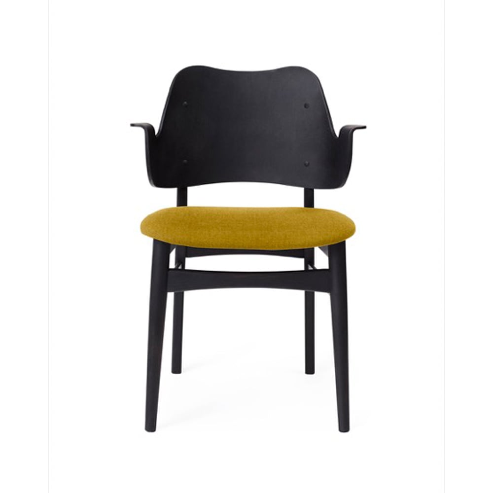 Warm Nordic Gesture stol, trukket sete Yellow-sortlakkert bkestativ