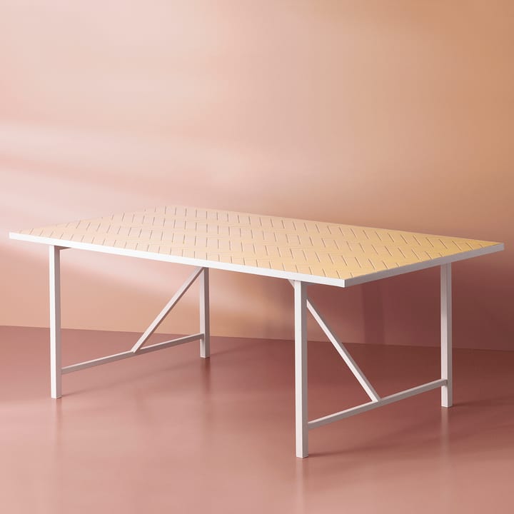 Herringbone Tile spisebord hvitt understell - Butter yellow - Warm Nordic