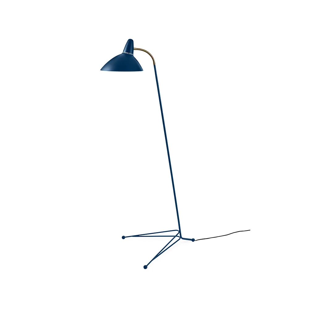 Lightsome gulvlampe, Azure blue, messingdetaljer Warm Nordic