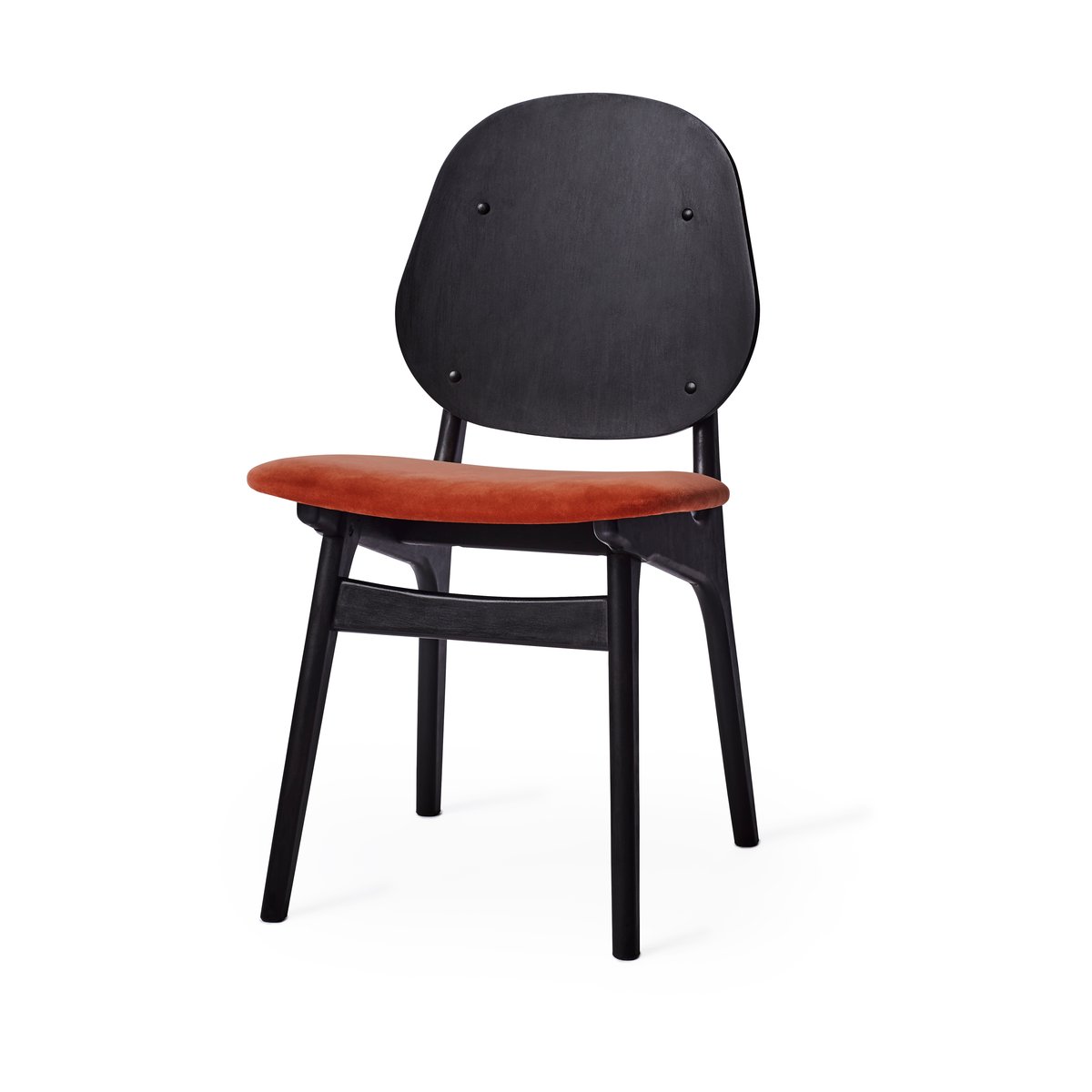 Warm Nordic Noble stol stoff brick red, svartlakkert bøkstativ
