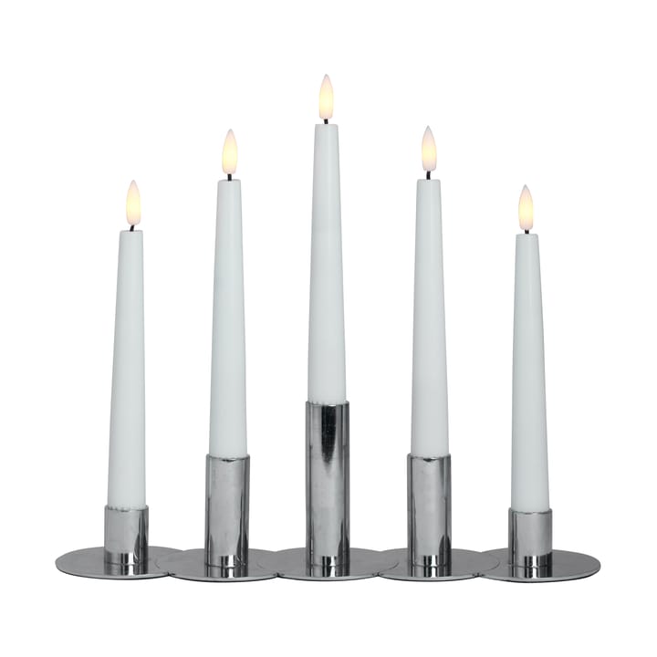 Lykke kombinerbar lysestake inkl. 5 stk LED-lys, Chrome Watt & Veke