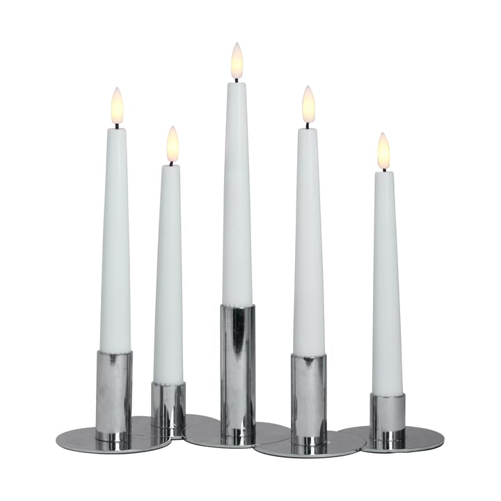 Lykke kombinerbar lysestake inkl. 5 stk LED-lys, Chrome Watt & Veke
