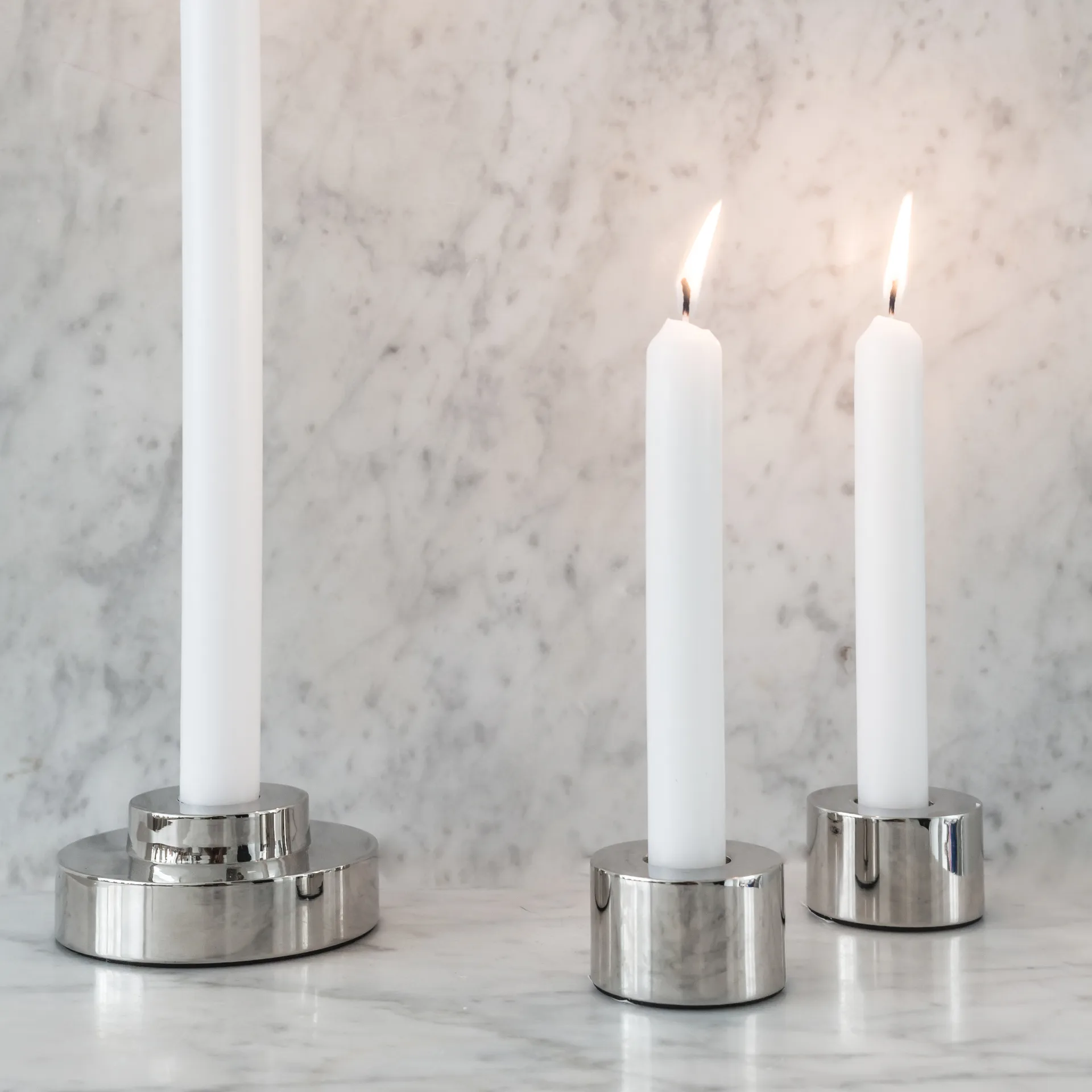 REX lysestake Ø9 cm, Blank krom Watt & Veke