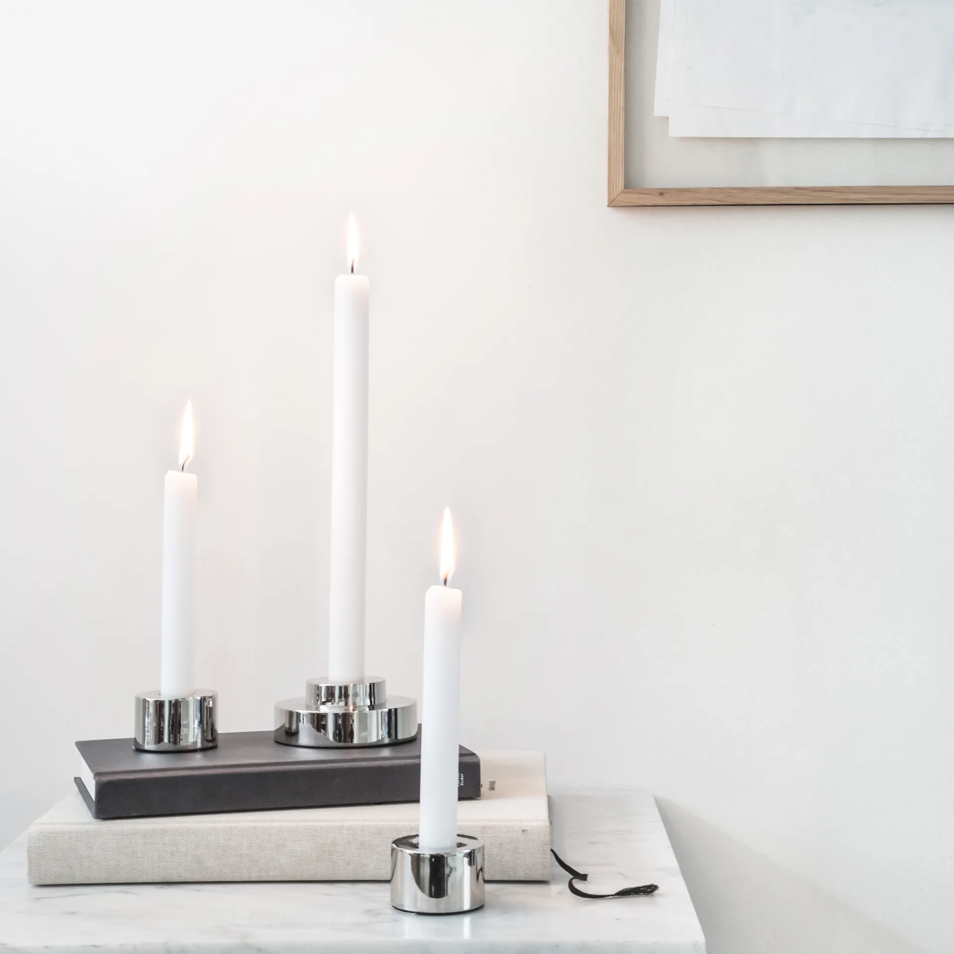 REX lysestake Ø9 cm, Blank krom Watt & Veke