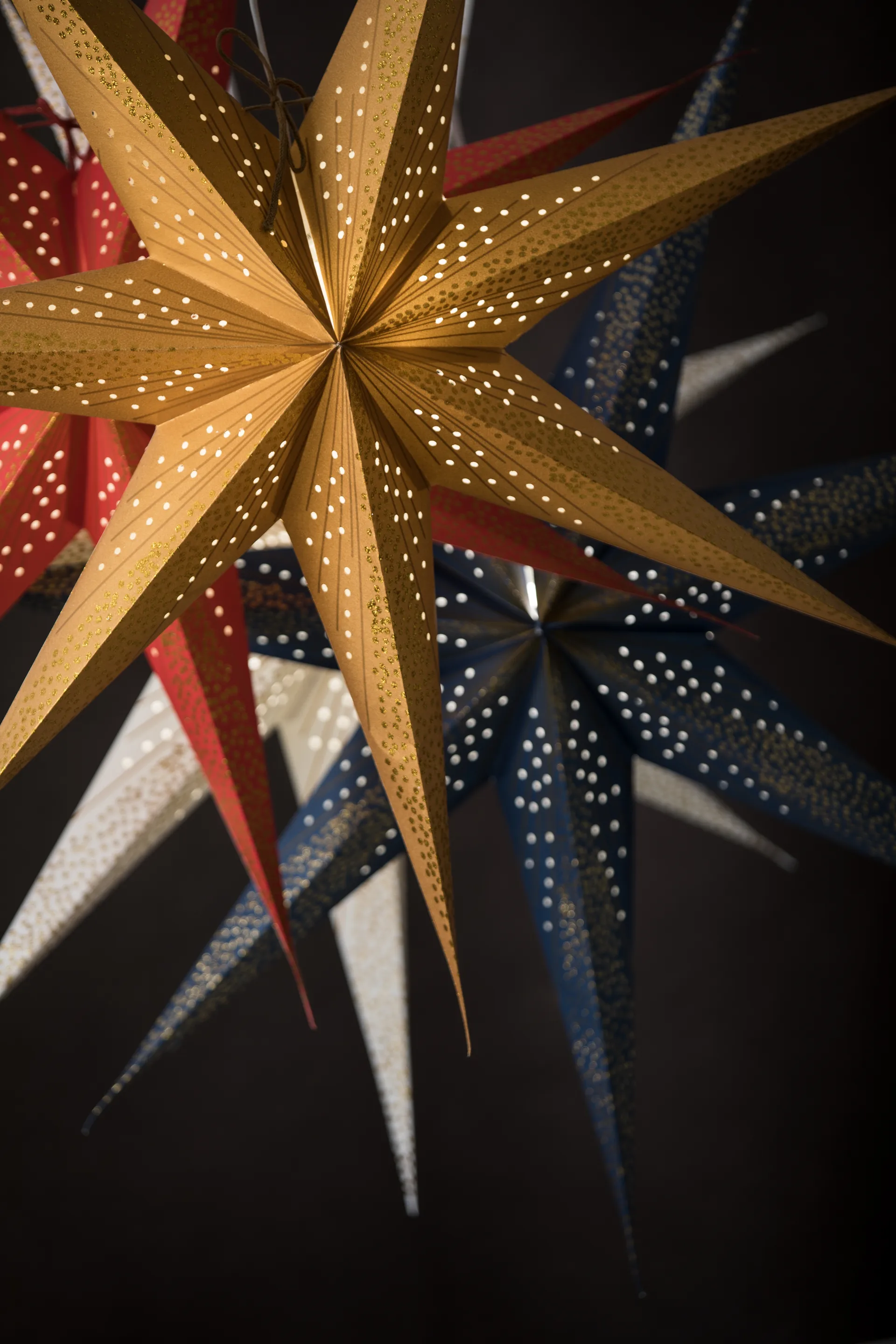 Skina julestjerne, blå-gull Watt & Veke