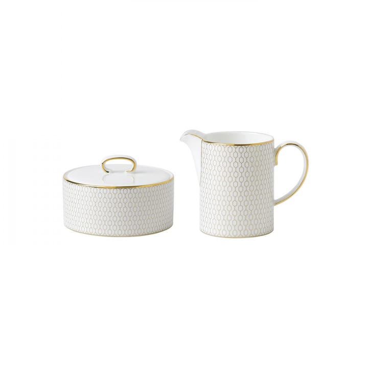 Arris sukkerskål og melkekanne, hvit Wedgwood