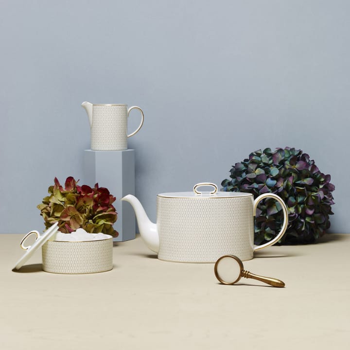 Arris sukkerskål og melkekanne, hvit Wedgwood
