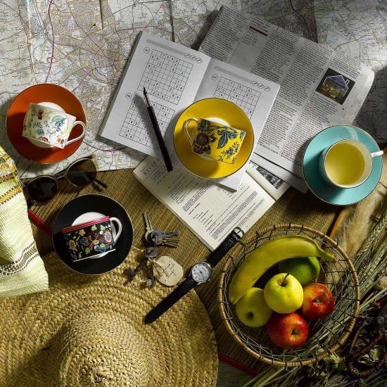 Wonderlust kopp med fat, yellow tonquin Wedgwood
