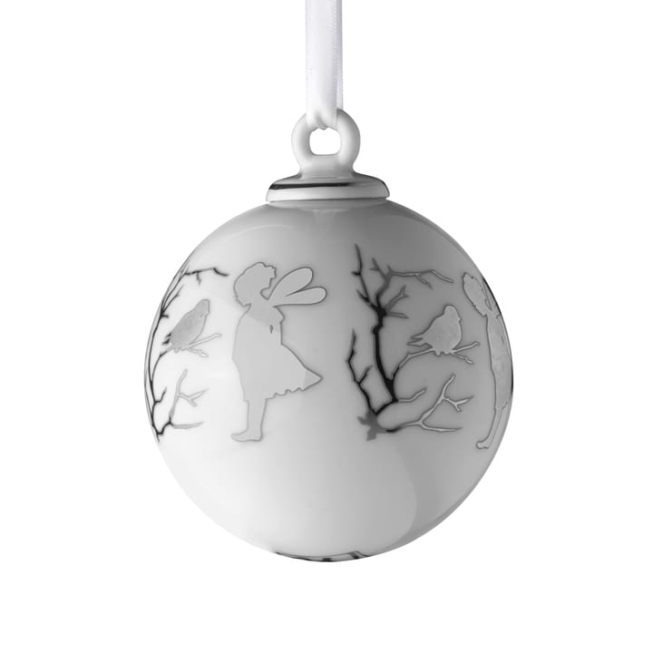 Alv julekule stor - Hvit-sølv - Wik & Walsøe