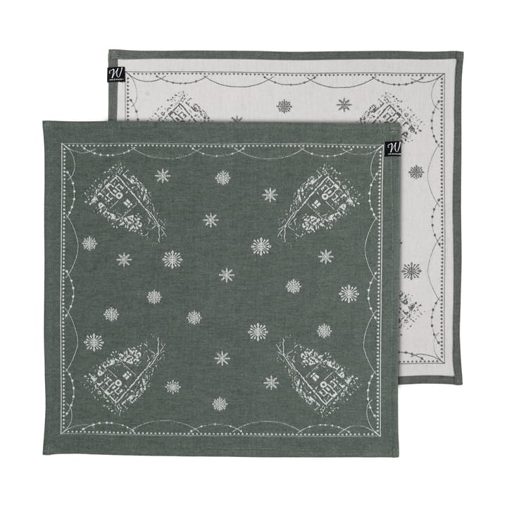 Julemorgen stoffserviett 45x45 cm 2-pack, Hvit-grønn Wik & Walsøe