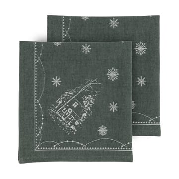 Julemorgen stoffserviett 45x45 cm 2-pack - Hvit-grønn - Wik & Walsøe