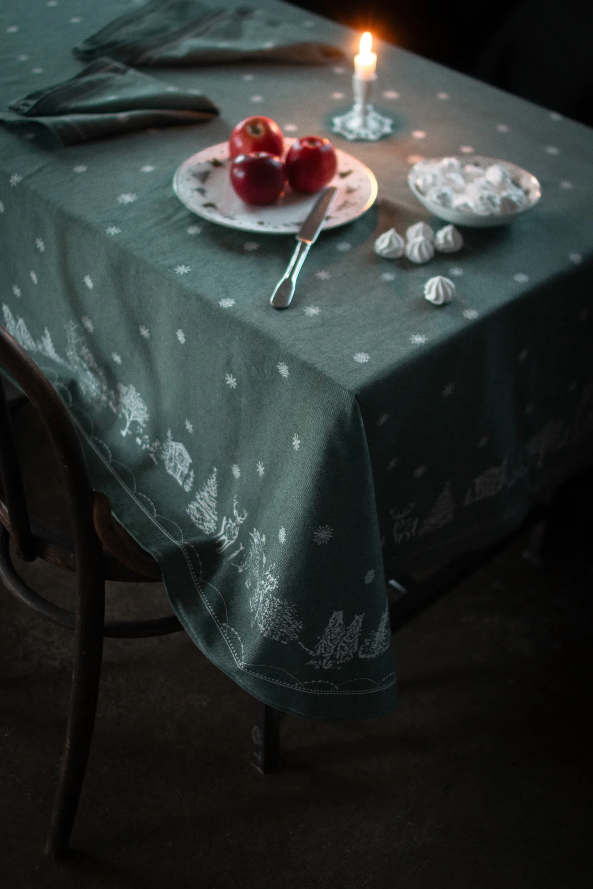 Julemorgen stoffserviett 45x45 cm 2-pack, Hvit-grønn Wik & Walsøe