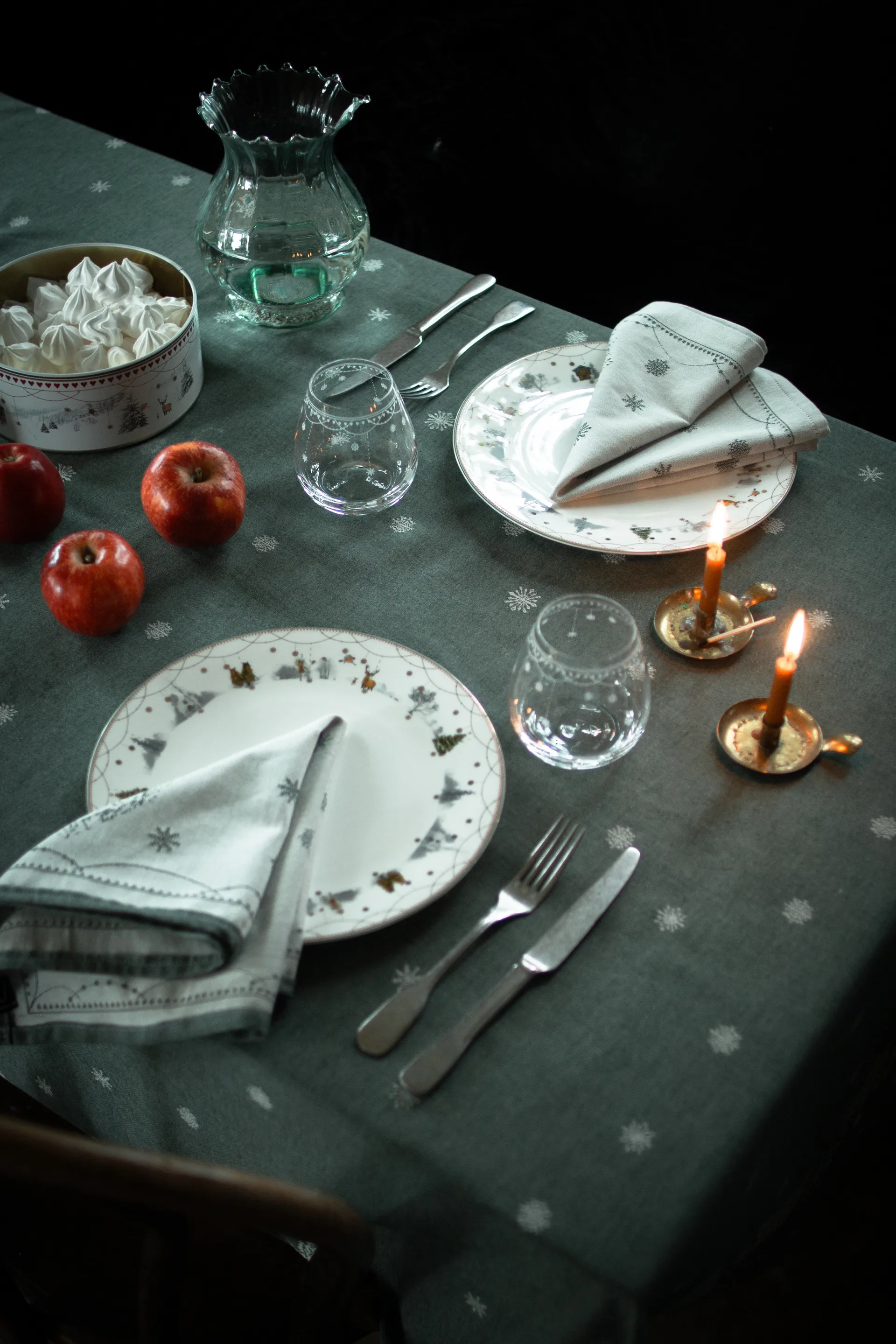 Julemorgen stoffserviett 45x45 cm 2-pack, Hvit-grønn Wik & Walsøe