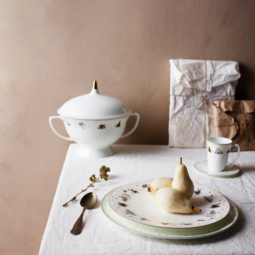 Julemorgen terrin, hvit Wik & Walsøe