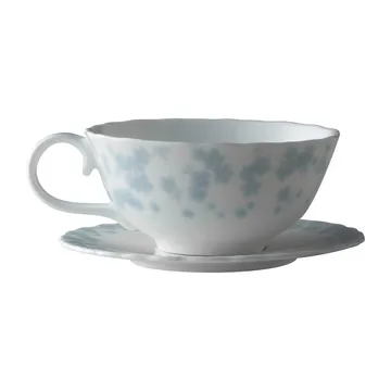 Slåpeblom tekopp og fat 30 cl - Blå - Wik & Walsøe