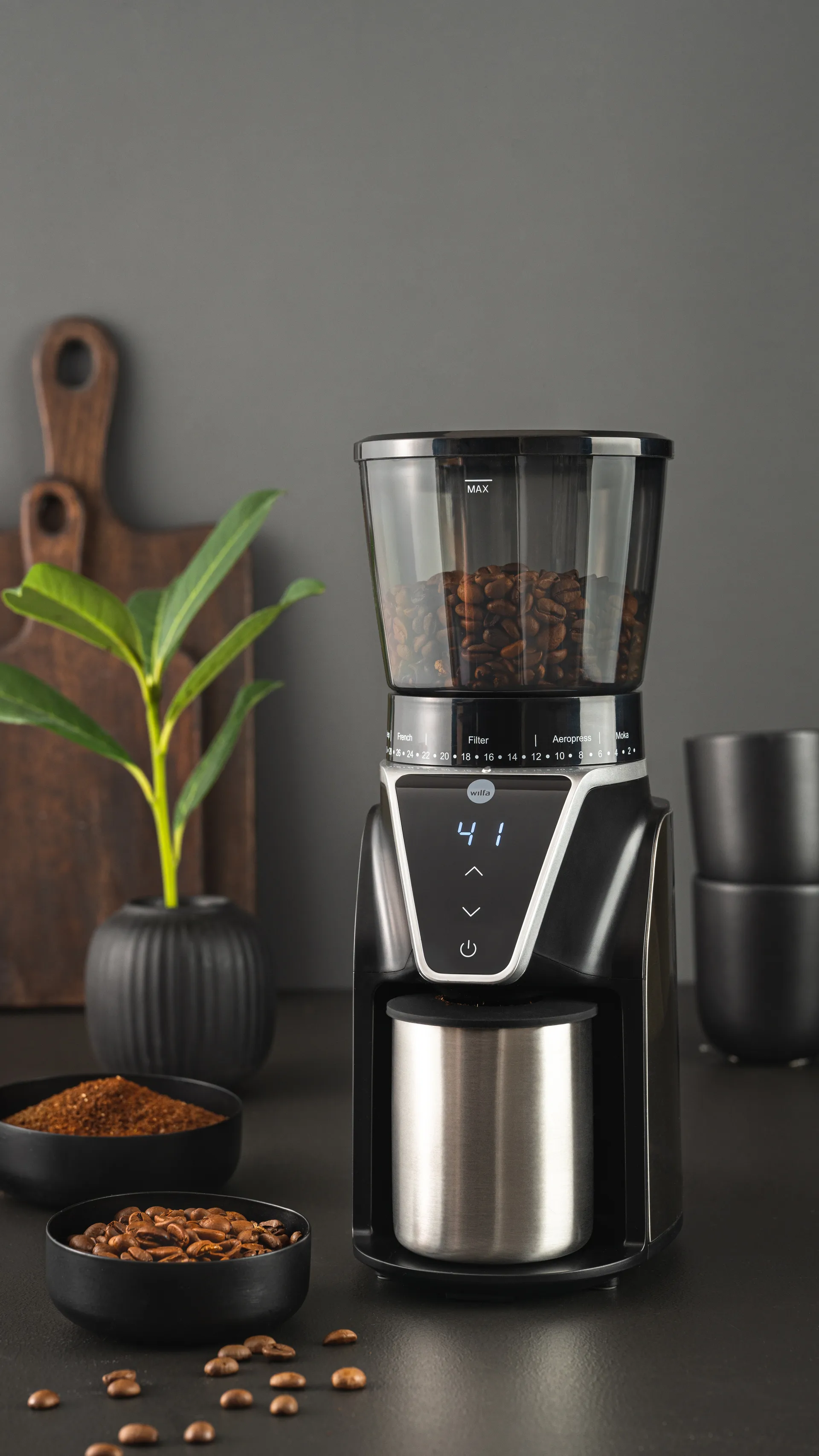 CG1S-275 kaffekvern med digital timer, Svart Wilfa