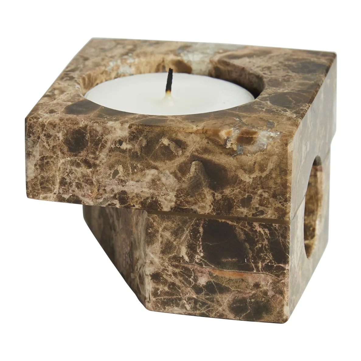 Jeu de dés 2 lysholder marmor, Brun Woud