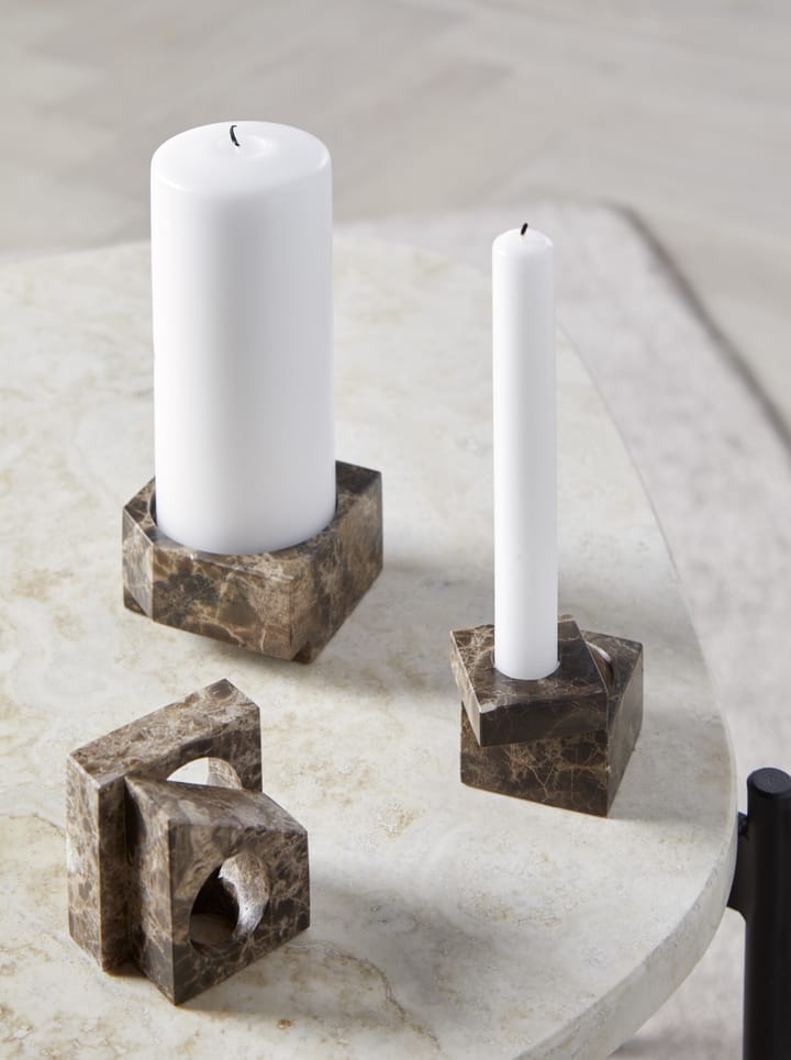 Jeu de dés 3 lysholder marmor, Brun Woud