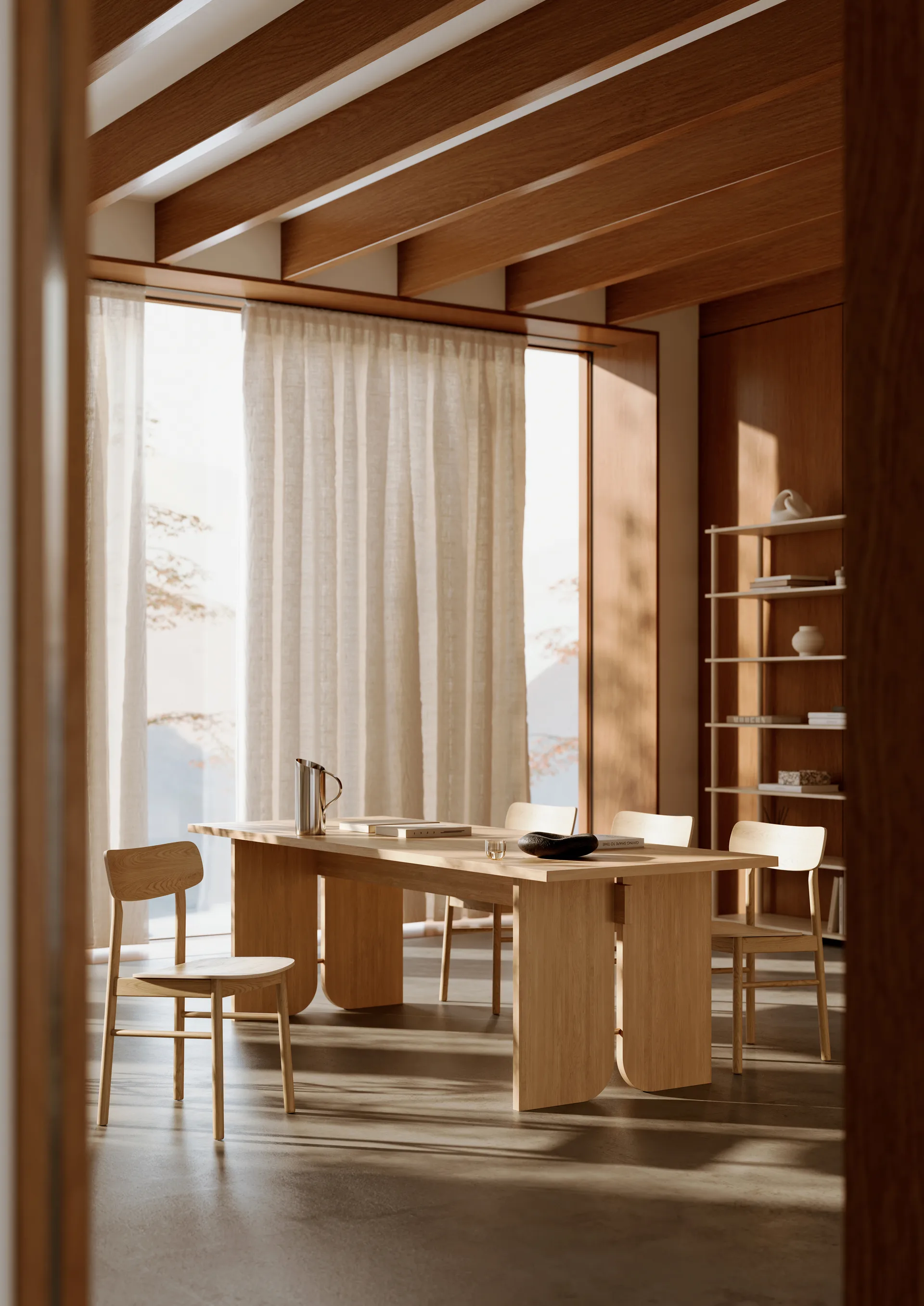 Kimono spisebord 240x90 cm, Hvitpigmentert lakkert eik Woud