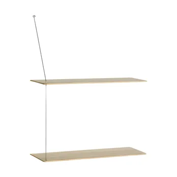 Stedge hylle - Hvitpigmentert eik-børstet stål, 60 cm, 2 hyller - Woud