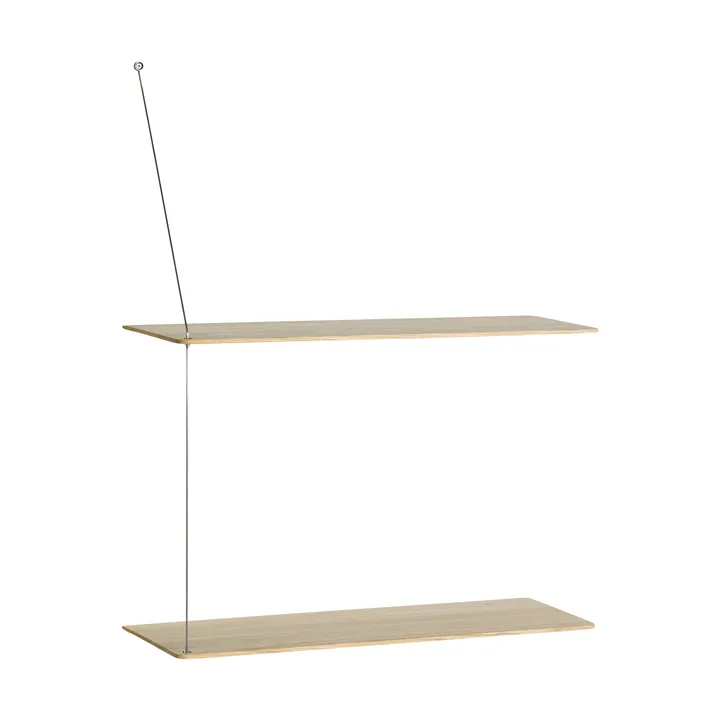 Stedge hylle - Hvitpigmentert eik-børstet stål, 60 cm, 2 hyller - Woud