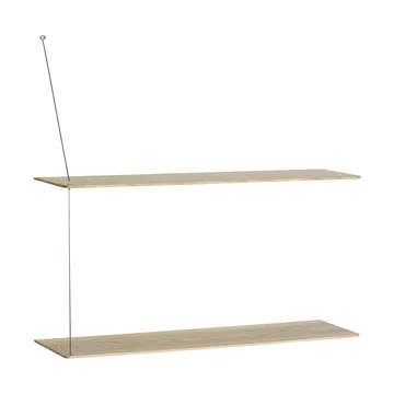 Stedge hylle - Hvitpigmentert eik-børstet stål, 80 cm, 2 hyller - Woud