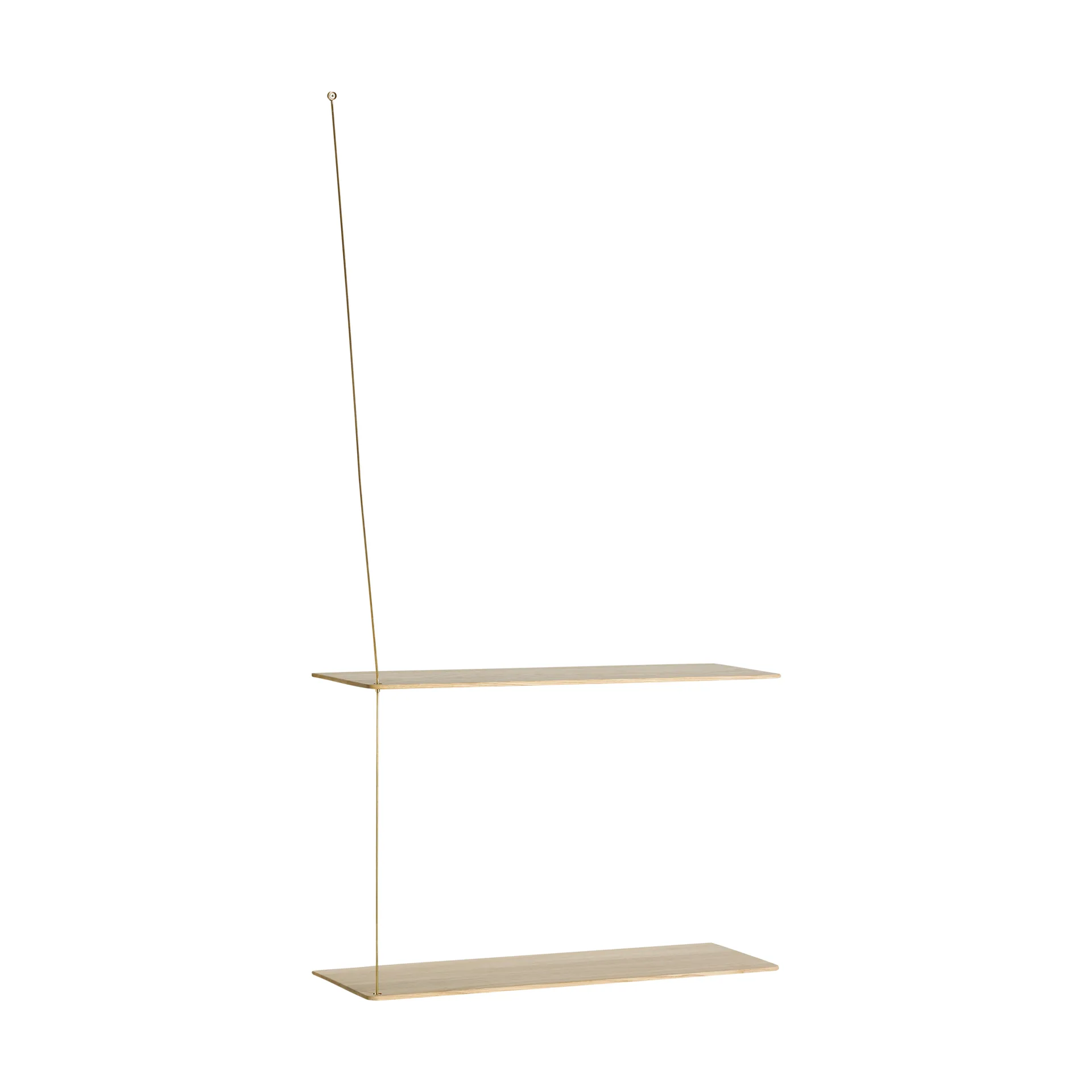 Stedge hylle, Hvitpigmentert eik-messing, 60 cm, 2 hyller Woud
