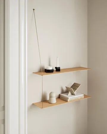Stedge hylle - Hvitpigmentert eik-messing, 60 cm, 2 hyller - Woud