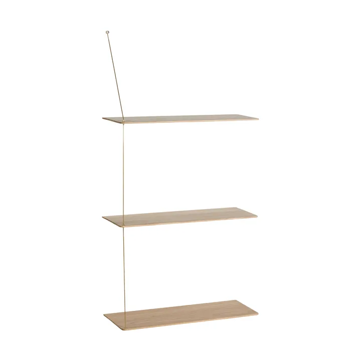 Stedge hylle - Hvitpigmentert eik-messing, 60 cm, 3 hyller - Woud