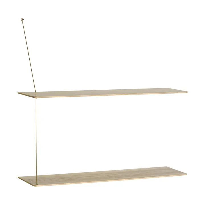 Stedge hylle - Hvitpigmentert eik-messing, 80 cm, 2 hyller - Woud
