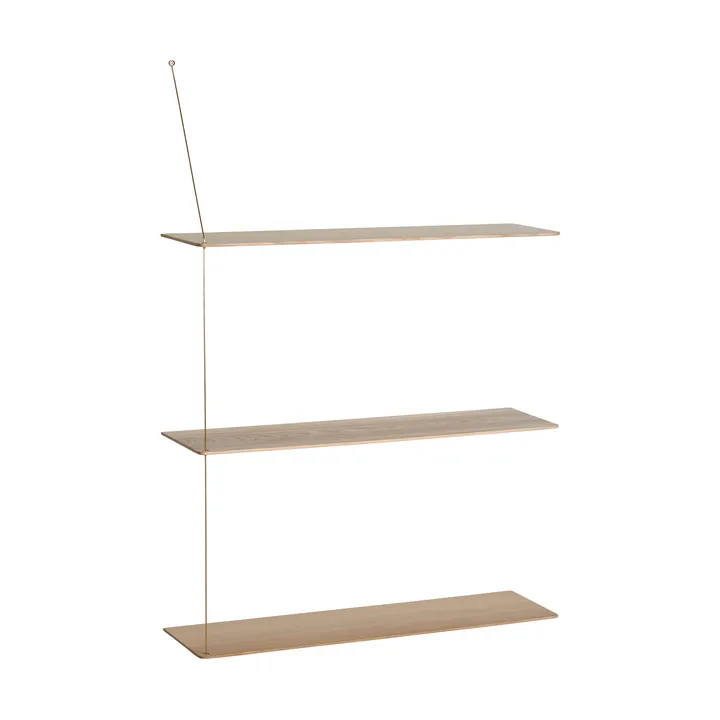 Stedge hylle - Hvitpigmentert eik-messing, 80 cm, 3 hyller - Woud