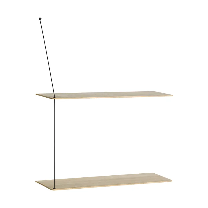 Stedge hylle - Hvitpigmentert eik-svart, 2 hyller, 60 cm - Woud