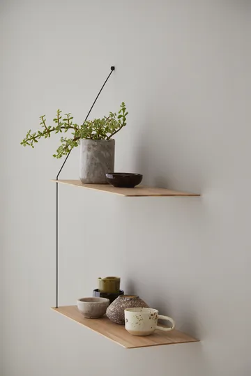Stedge hylle - Hvitpigmentert eik-svart, 2 hyller, 60 cm - Woud
