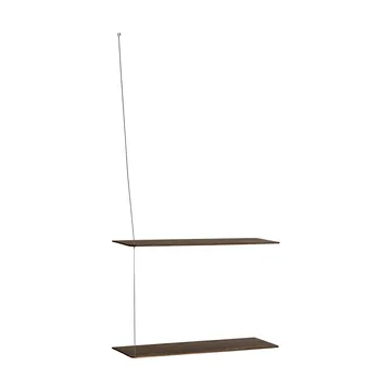 Stedge hylle - Røkt eik-børstet stål, 60 cm, 2 hyller - Woud