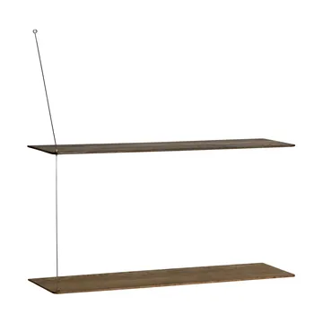 Stedge hylle - Røkt eik-børstet stål, 80 cm, 2 hyller - Woud