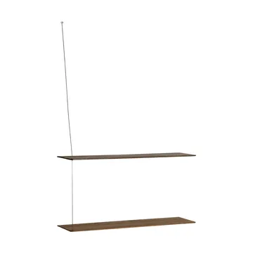 Stedge hylle - Røkt eik-børstet stål, 80 cm, 2 hyller - Woud