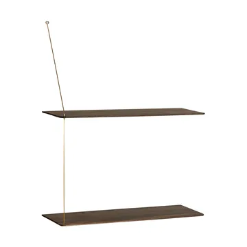 Stedge hylle - Røkt eik-messing, 60 cm, 2 hyller - Woud