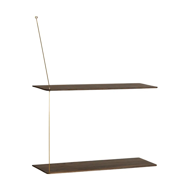 Stedge hylle - Røkt eik-messing, 60 cm, 2 hyller - Woud