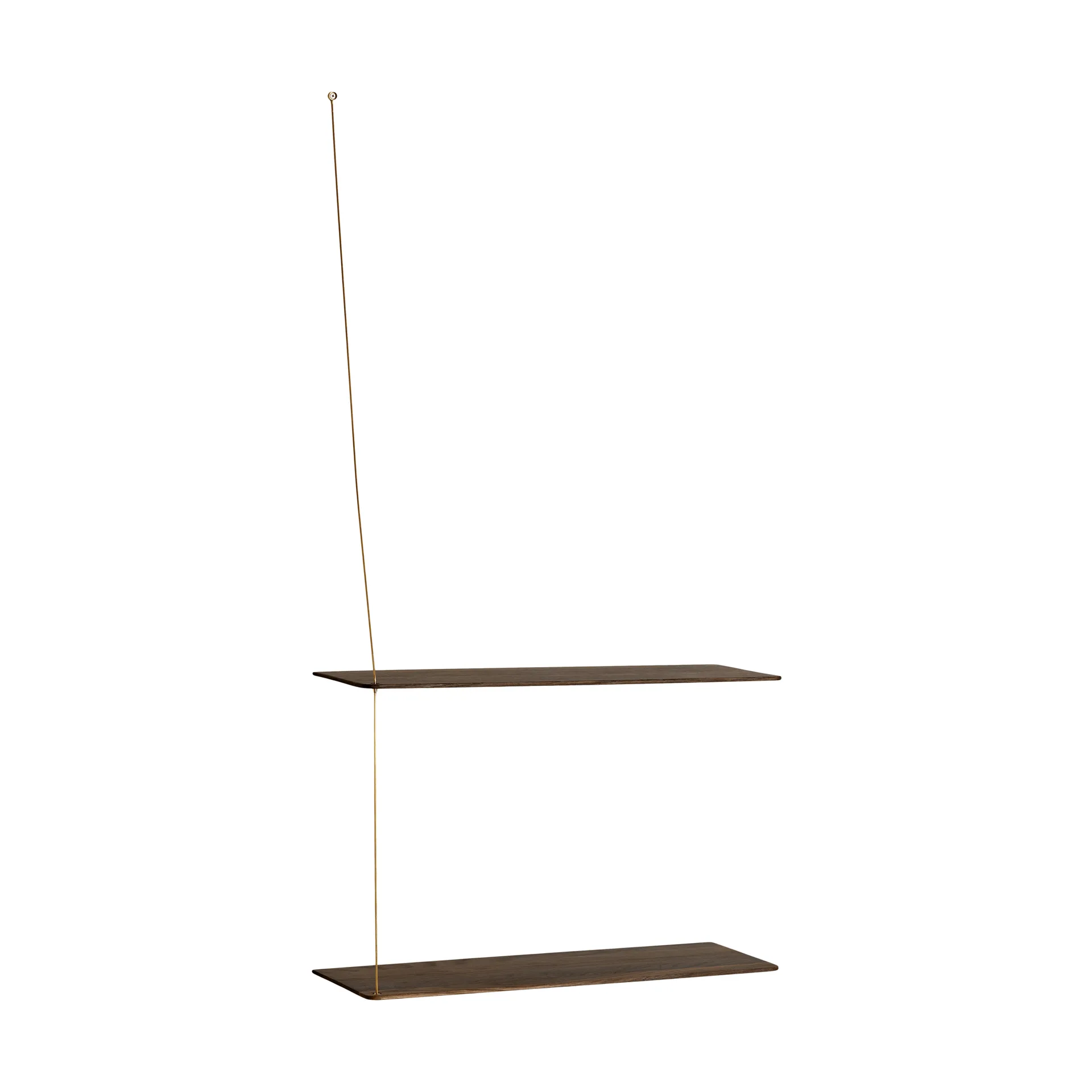 Stedge hylle, Røkt eik-messing, 60 cm, 2 hyller Woud