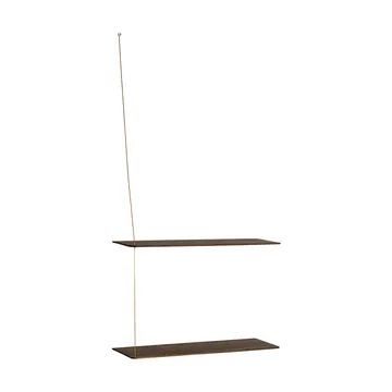 Stedge hylle - Røkt eik-messing, 60 cm, 2 hyller - Woud