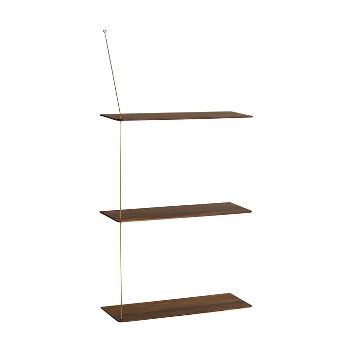 Stedge hylle - Røkt eik-messing, 60 cm, 3 hyller - Woud