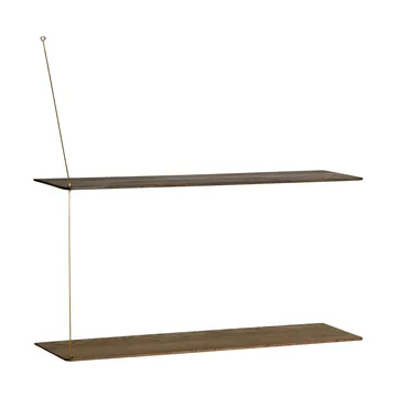Stedge hylle - Røkt eik-messing, 80 cm, 2 hyller - Woud