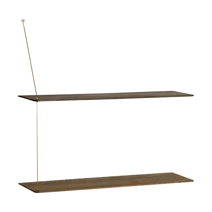 Stedge hylle - Røkt eik-messing, 80 cm, 2 hyller - Woud