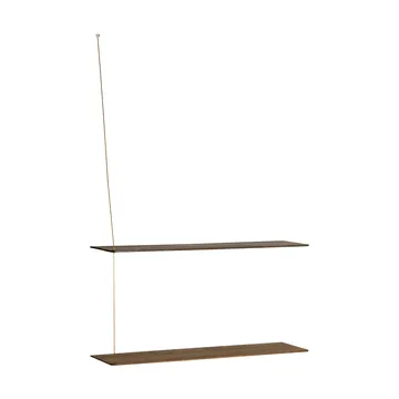 Stedge hylle - Røkt eik-messing, 80 cm, 2 hyller - Woud