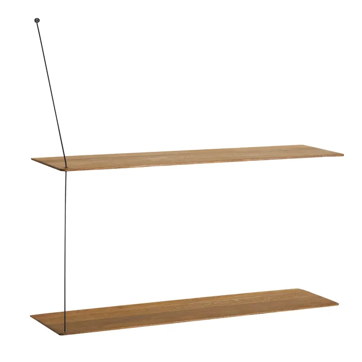 Stedge hylle - Røkt eik-svart, 80 cm, 2 hyller - Woud