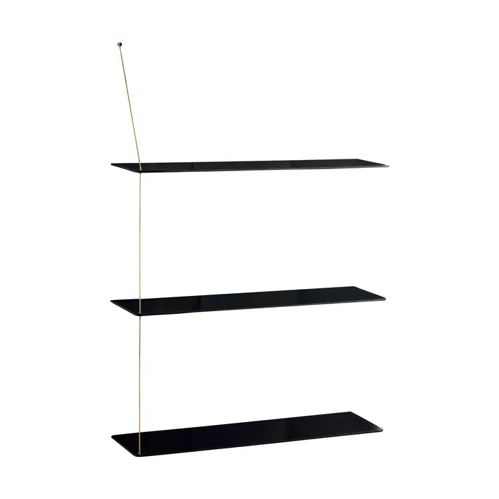 Stedge hylle - Sort eik-messing, 80 cm, 3 hyller - Woud
