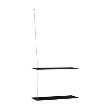 Stedge hylle - Svart eik-børstet stål, 60 cm, 2 hyller - Woud