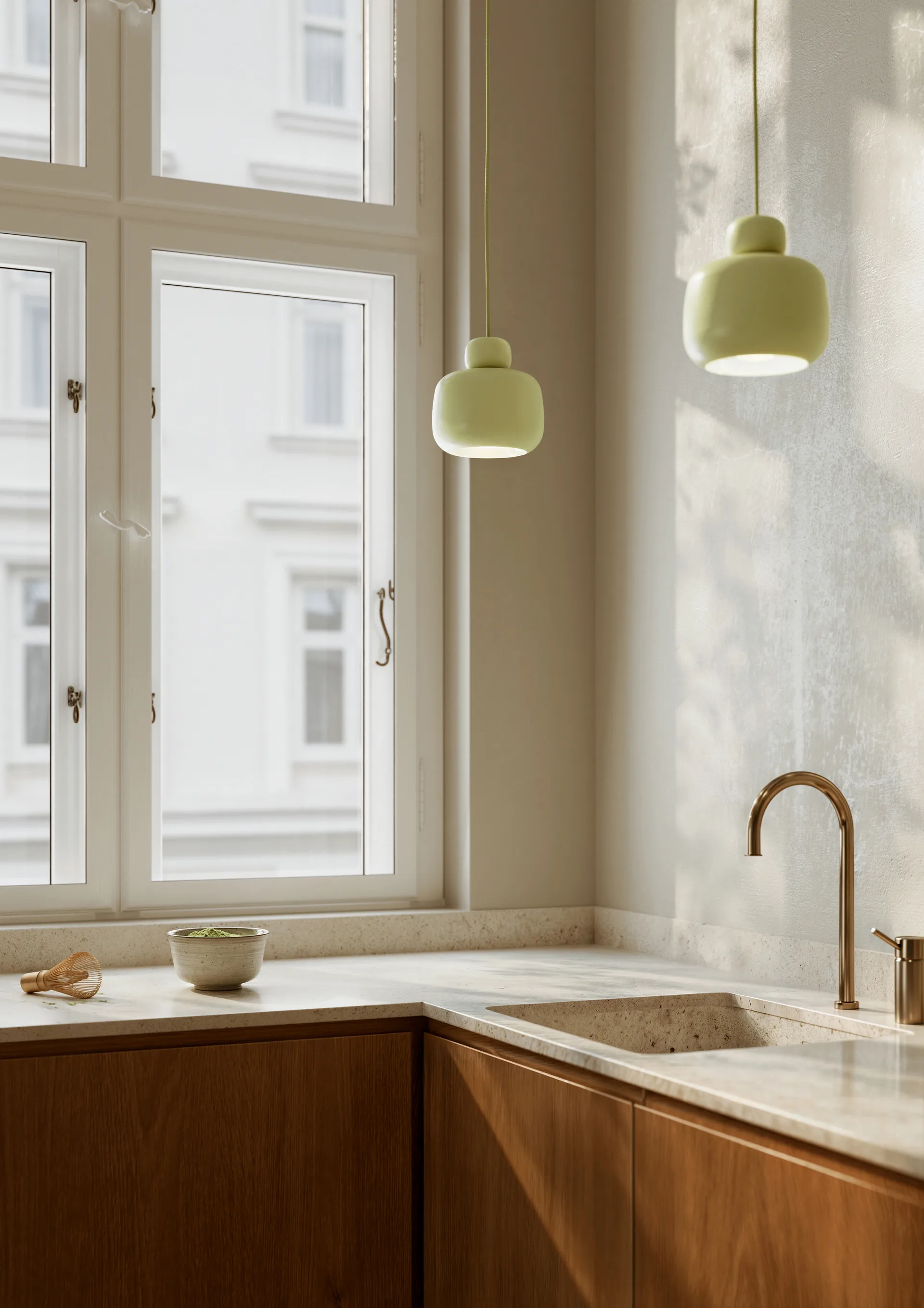 Stone taklampe small, Matcha green Woud